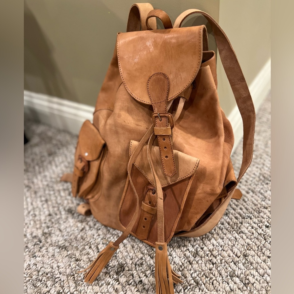 Tan Leather Backpack